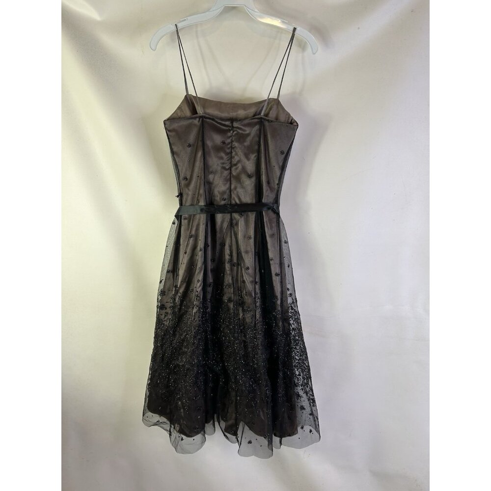 Vintage 90s Metalllic Floral Overlay Spaghetti Dress Whimsigoth Vamp - Picture 7 of 10